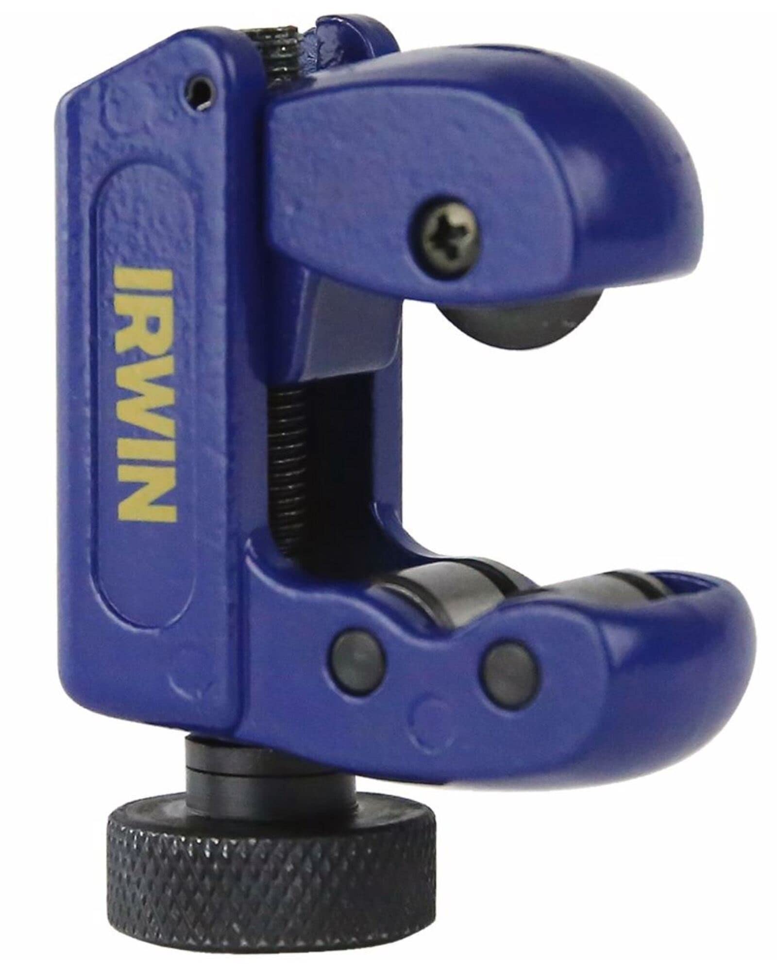 Blue pipe cutter with 'Irwin' branding on a white background