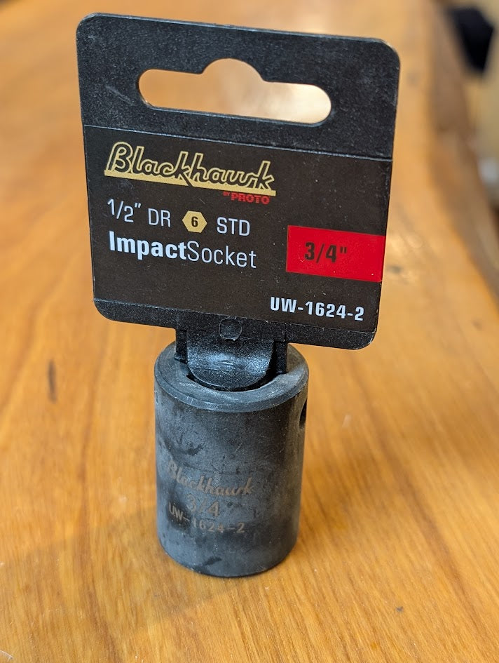 Blackhawk 1/2" drive 6pt 3/4" impact socket