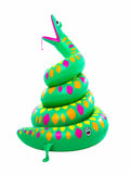 Backyard lawn splash game with inflatable snake sprinkler for children