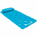 Blue inflatable camping mat with pillow 
