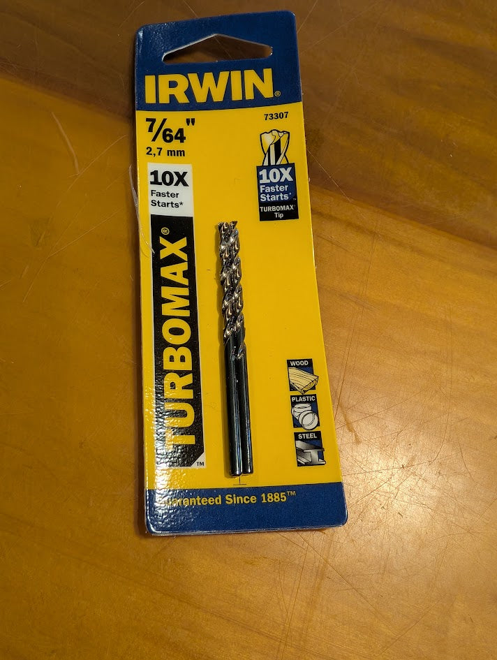 Irwin Turbomax drill bit packaging on a wooden surface