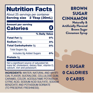 Jordan's Skinny MIx, Sugar Free Brown Sugar Cinnamon Simple Syrup 25.4fl oz