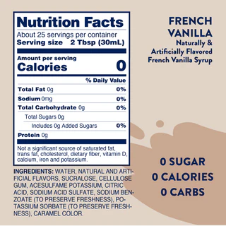 Jordan's Skinny Mix, Sugar Free French Vanilla Syrup