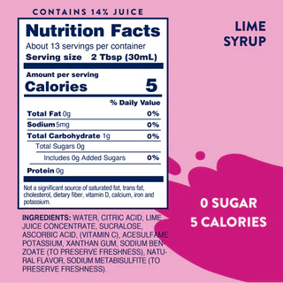Jordan's Skinny Mix, Sugar Free Lime Syrup 12.7 fl oz