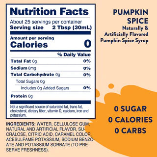 Limited! Jordan's Skinny Mix, Sugar Free Pumpkin Spice Syrup