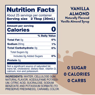 Jordan's Skinny Mix, Sugar Free Vanilla Almond Syrup