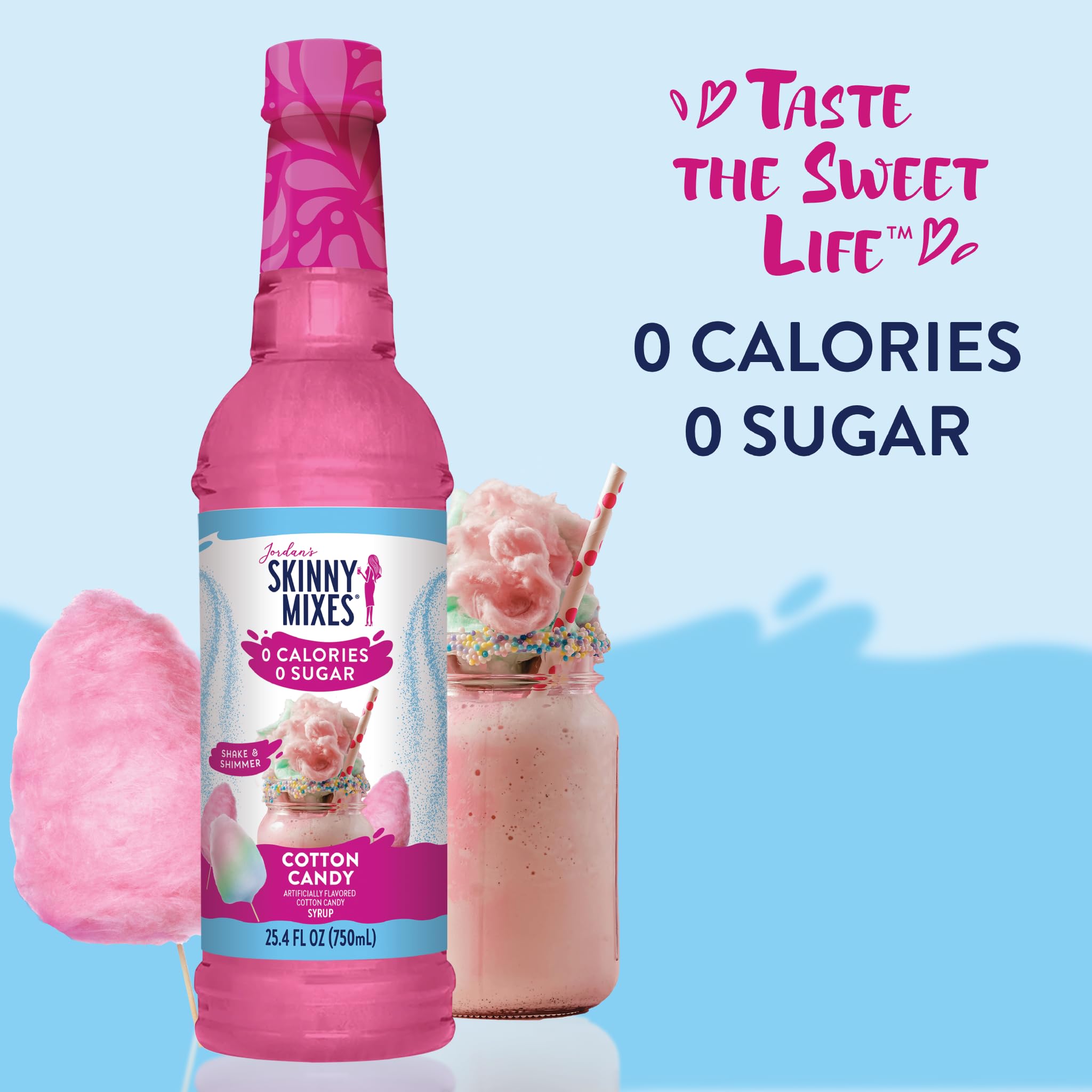 Jordan's Skinny Mixes Sugar Free Syrup, Cotton Candy Flavor,25.4 Fl Oz