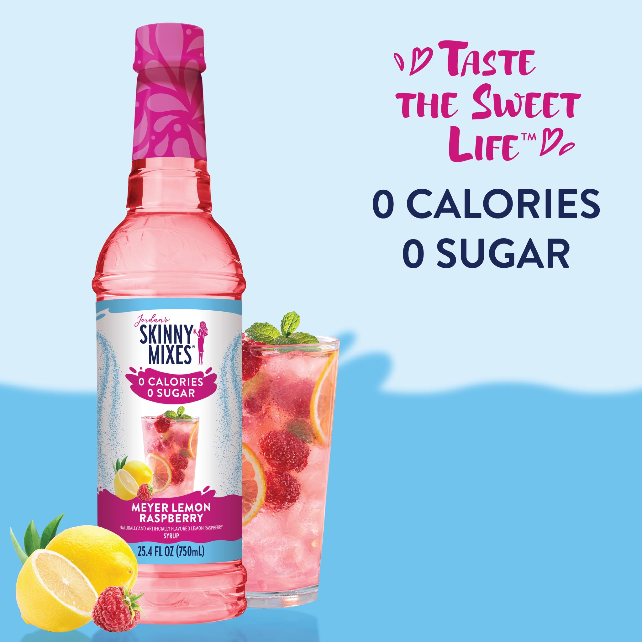 Jordan's Skinny Mixes Sugar Free Syrup, Meyers Lemon Raspberry Flavor, 25.4 Fl Oz