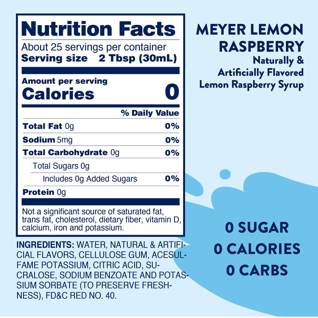 Jordan's Skinny Mixes Sugar Free Syrup, Meyers Lemon Raspberry Flavor, 25.4 Fl Oz