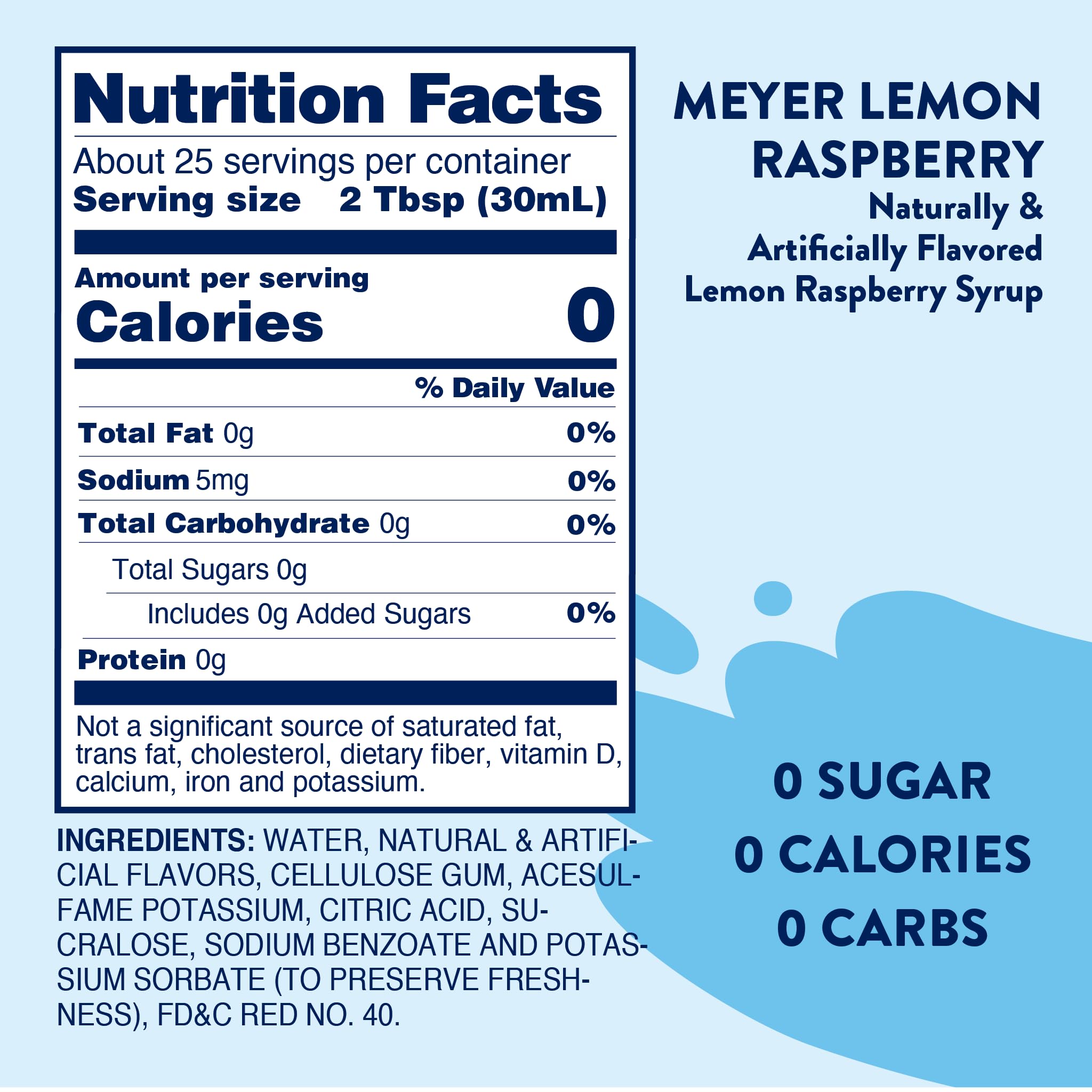 Jordan's Skinny Mixes Sugar Free Syrup, Meyers Lemon Raspberry Flavor, 25.4 Fl Oz