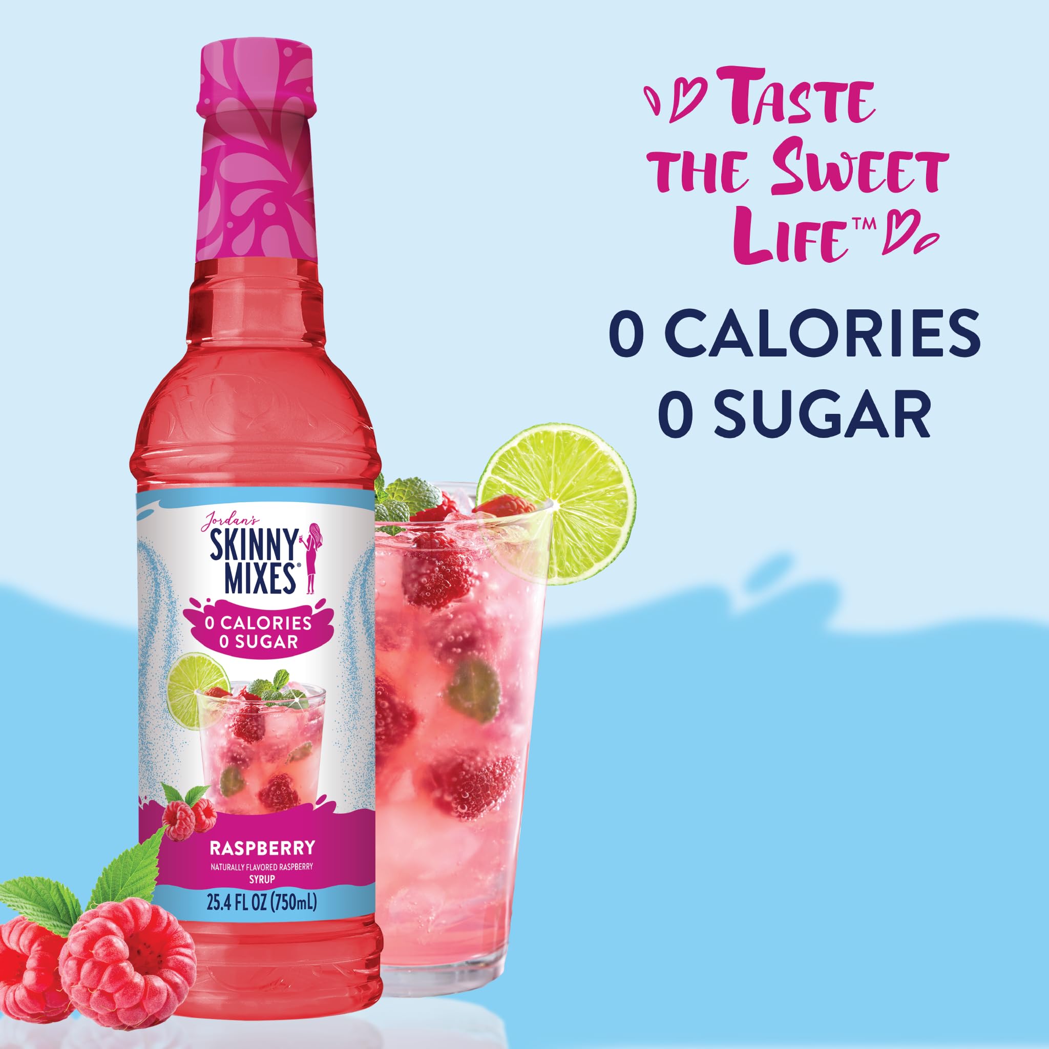 Jordan's Skinny Mixes Sugar Free Syrup, Raspberry Flavor,25.4 Fl Oz