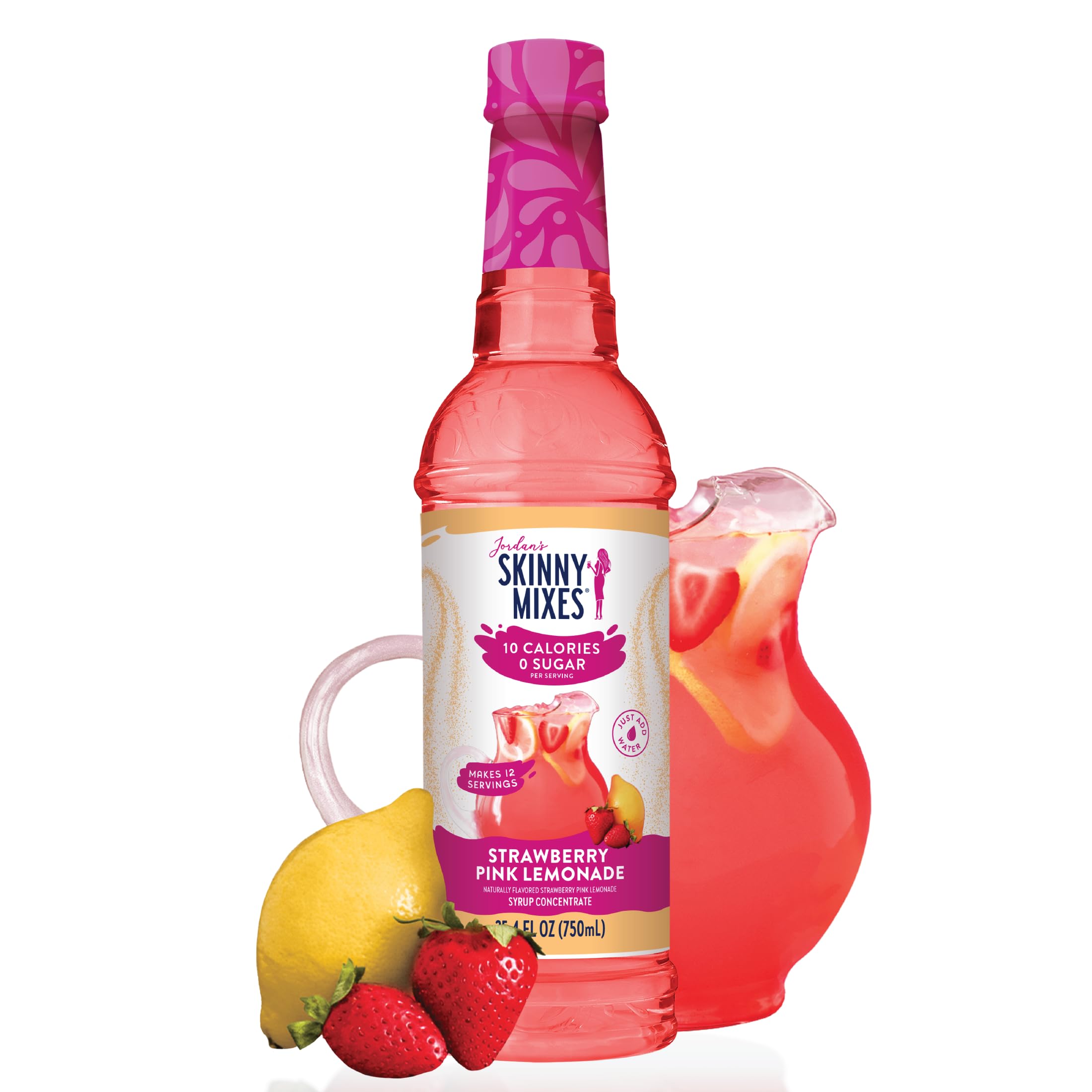 Jordan's Skinny Mixes Sugar Free Syrup, Strawberry Pink Lemonade Flavor, 25.4 Fl Oz