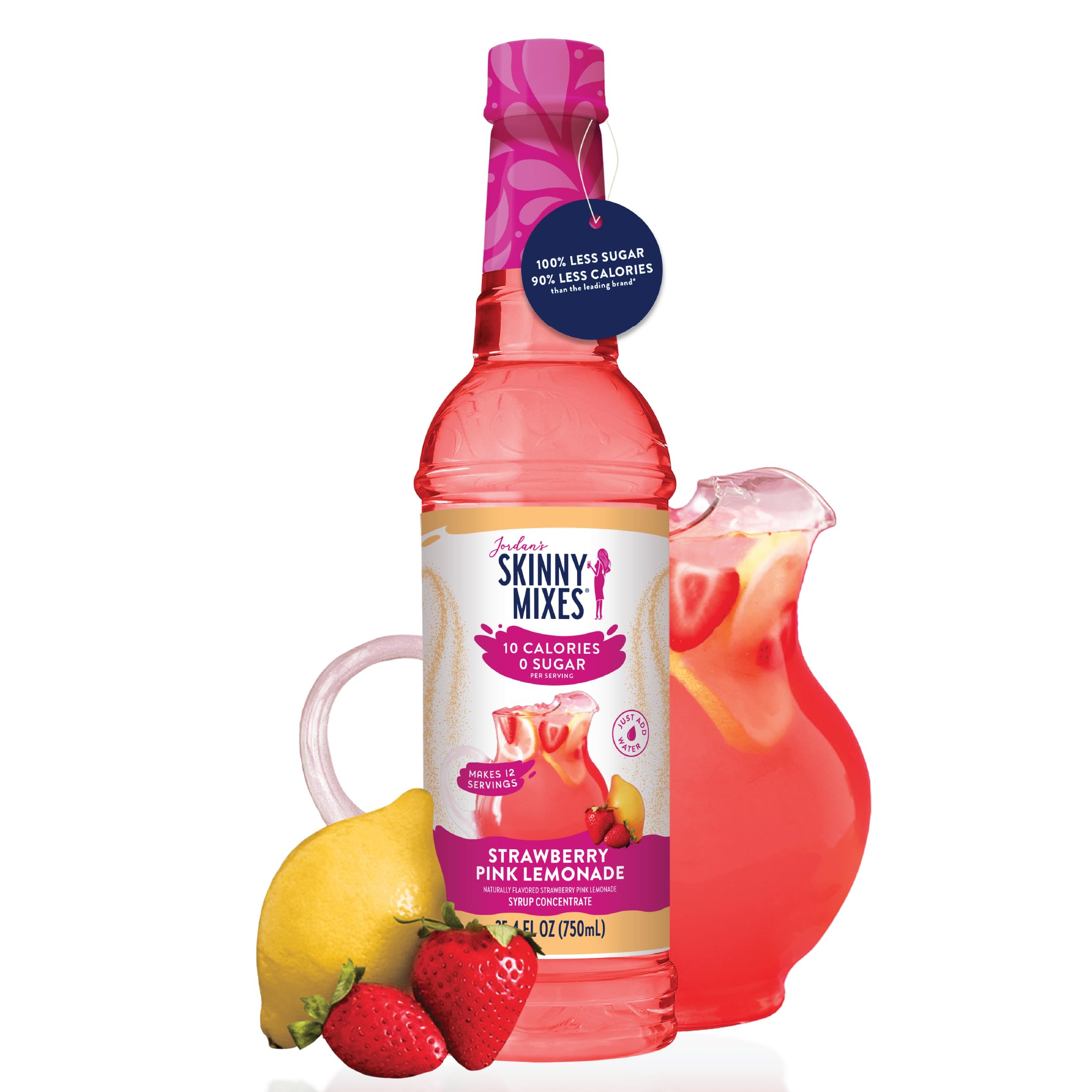 Jordan's Skinny Mixes Sugar Free Syrup, Strawberry Pink Lemonade Flavor, 25.4 Fl Oz