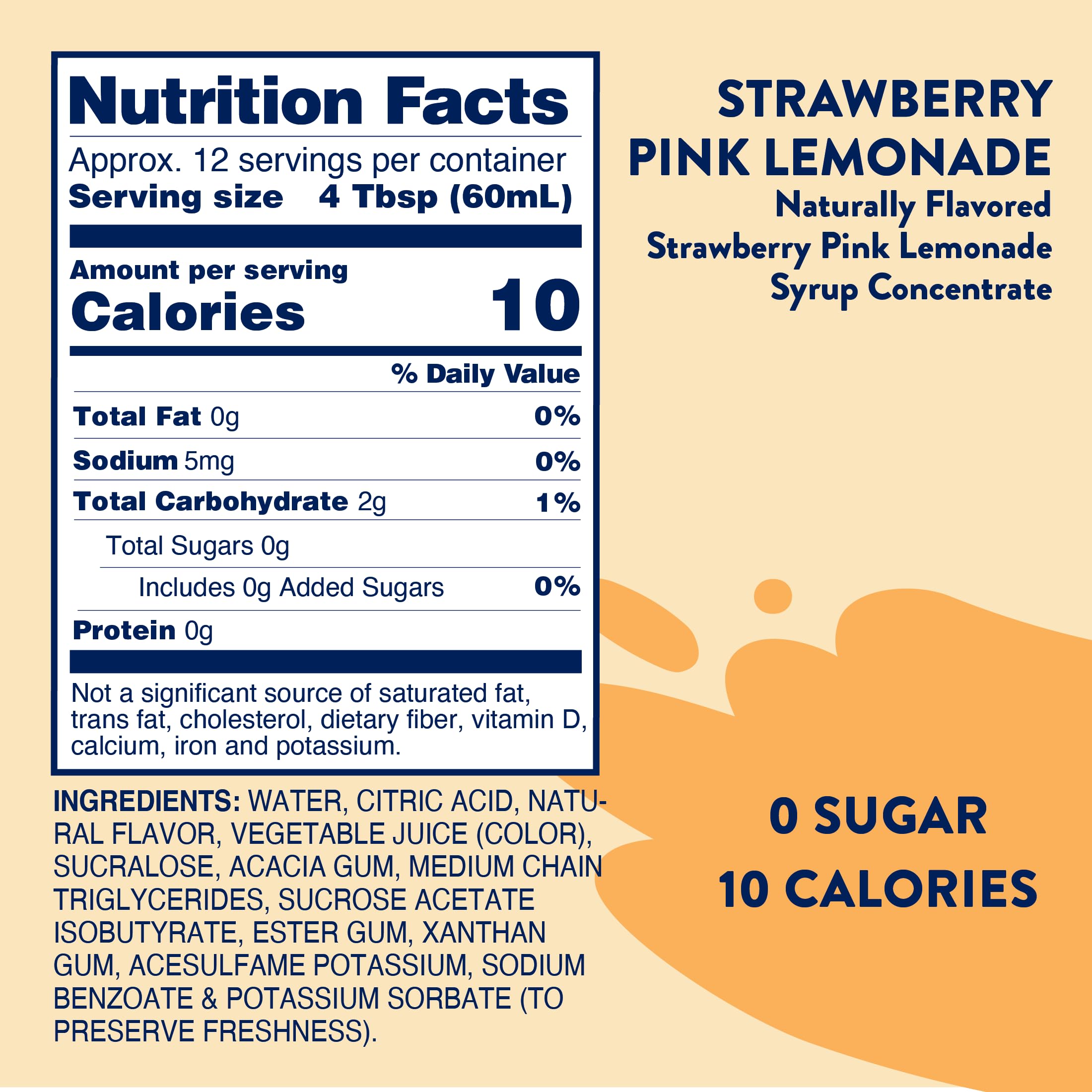 Jordan's Skinny Mixes Sugar Free Syrup, Strawberry Pink Lemonade Flavor, 25.4 Fl Oz