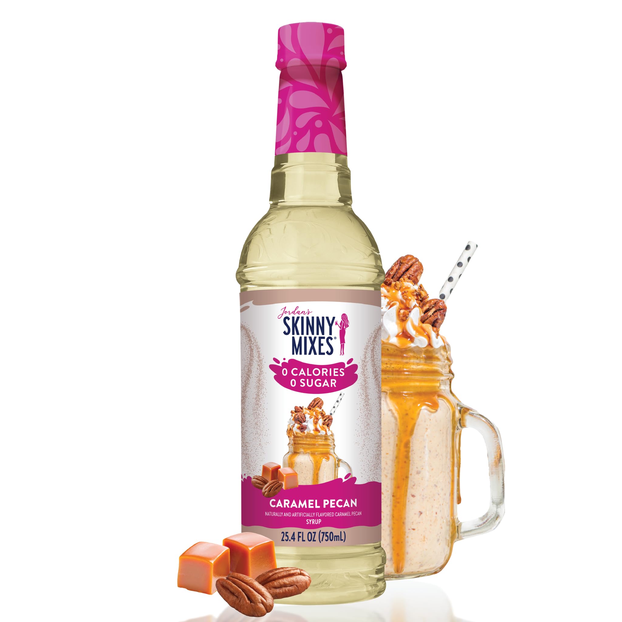 Jordan's Skinny Syrups Sugar Free Coffee Syrup, Caramel Pecan Flavor Drink Mix, 25.4 Fl Oz