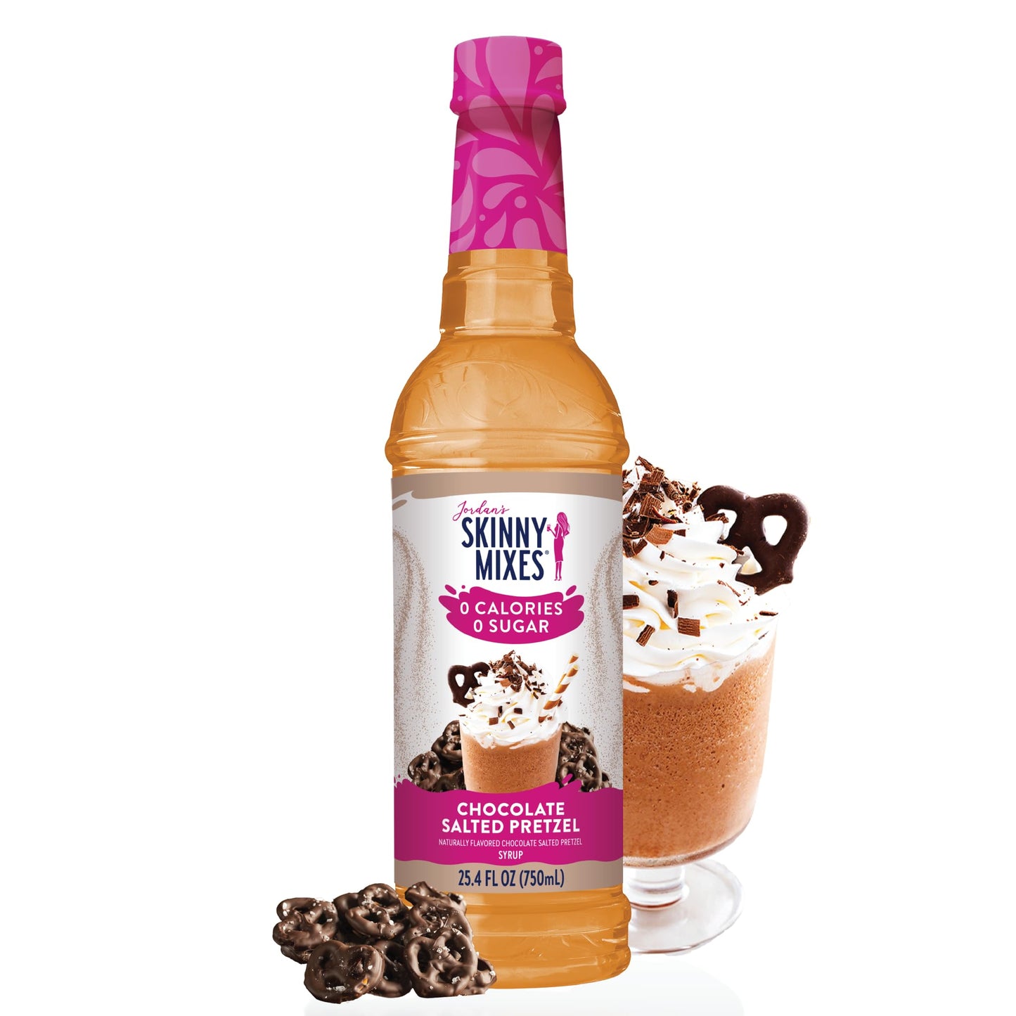 Jordan's Skinny Syrups Sugar Free Coffee Syrup, Chocolate Covered Pretzel Syrup Flavor, 25.4 Fl Oz