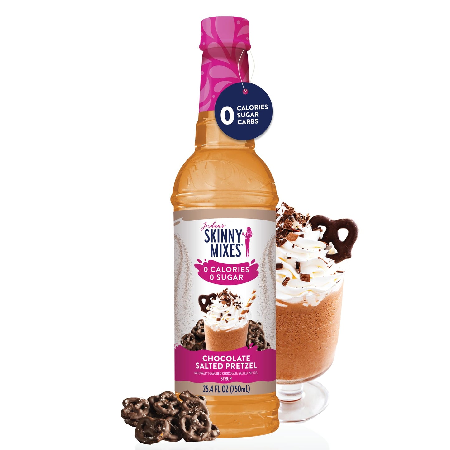 Jordan's Skinny Syrups Sugar Free Coffee Syrup, Chocolate Covered Pretzel Syrup Flavor, 25.4 Fl Oz