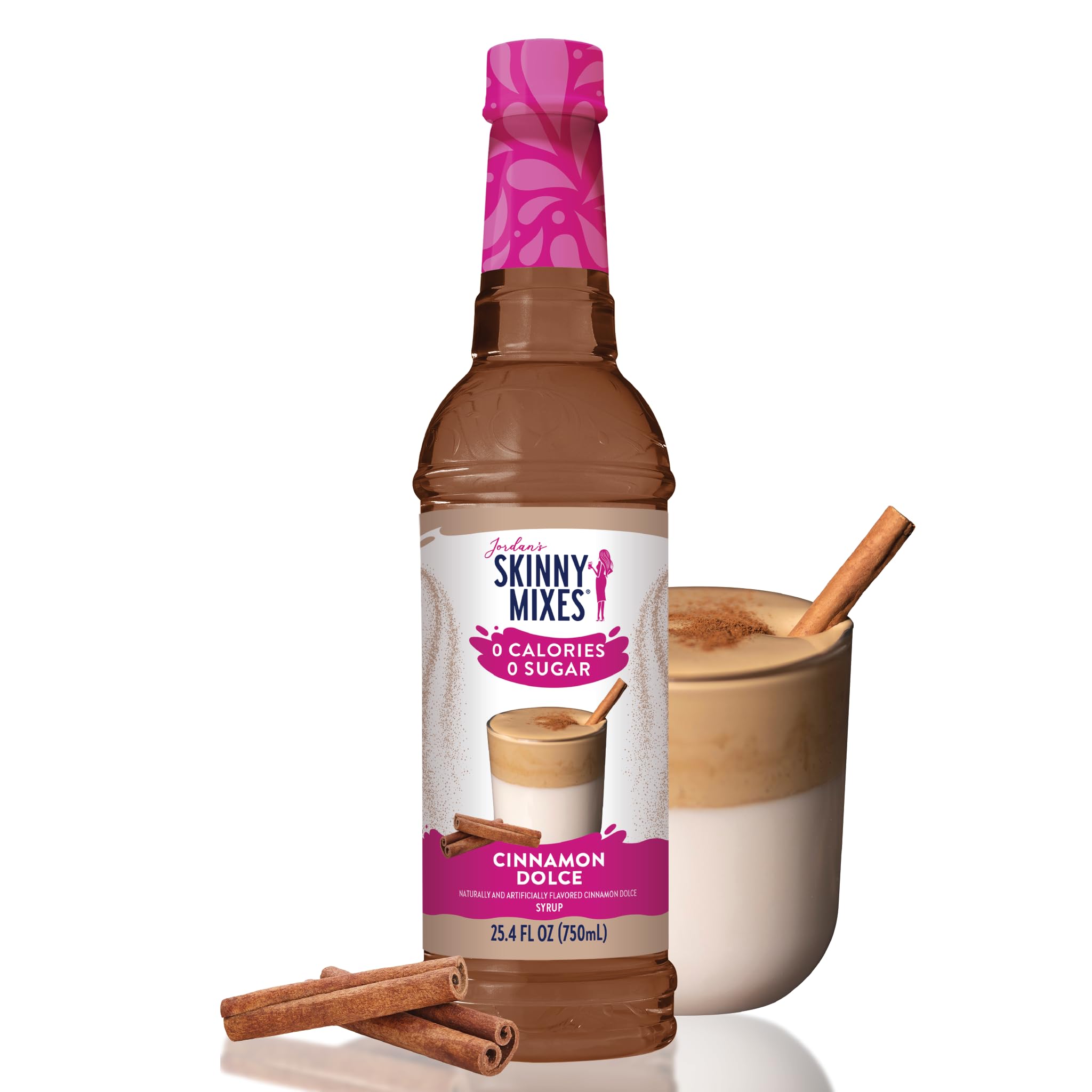 Jordan's Skinny Syrups Sugar Free Coffee Syrup, Cinnamon Dolce Flavor Drink Mix, 25.4 Fl Oz