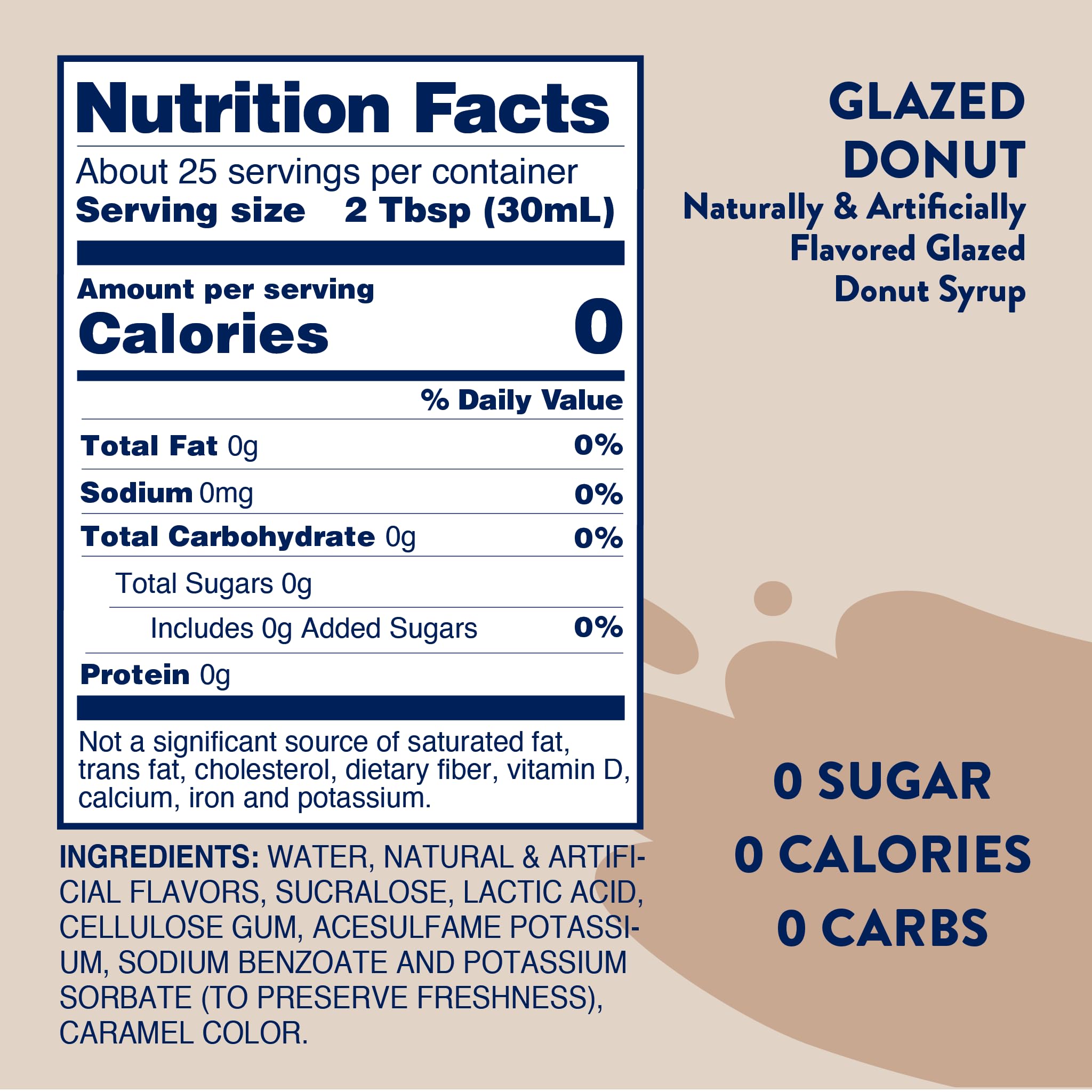 Jordan's Skinny Syrups Sugar Free Coffee Syrup, Glazed Donut Flavor Drink Mix, 25.4 Fl Oz