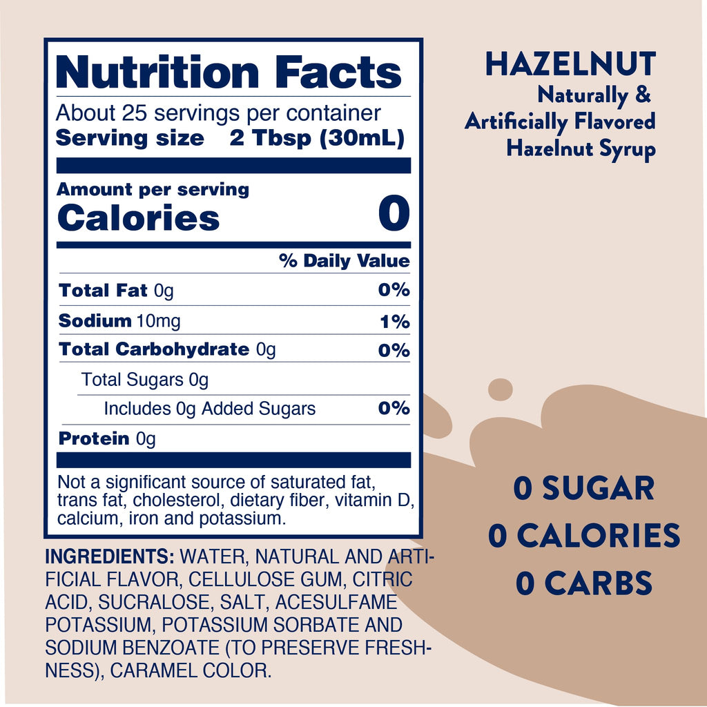 Jordan's Skinny Syrups Sugar Free Coffee Syrup, Hazlenut Flavor Drink Mix,  25.4 Fl Oz