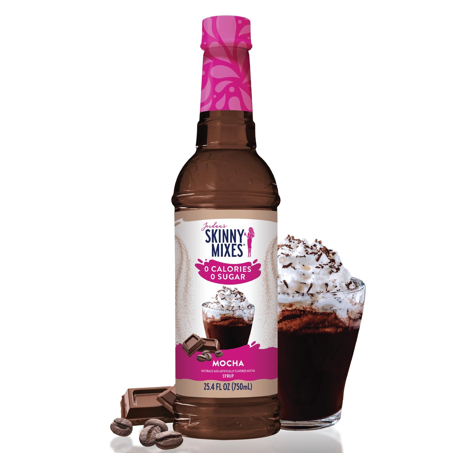 Jordan's Skinny Syrups Sugar Free Coffee Syrup, Mocha Flavor Drink Mix, 25.4 Fl Oz