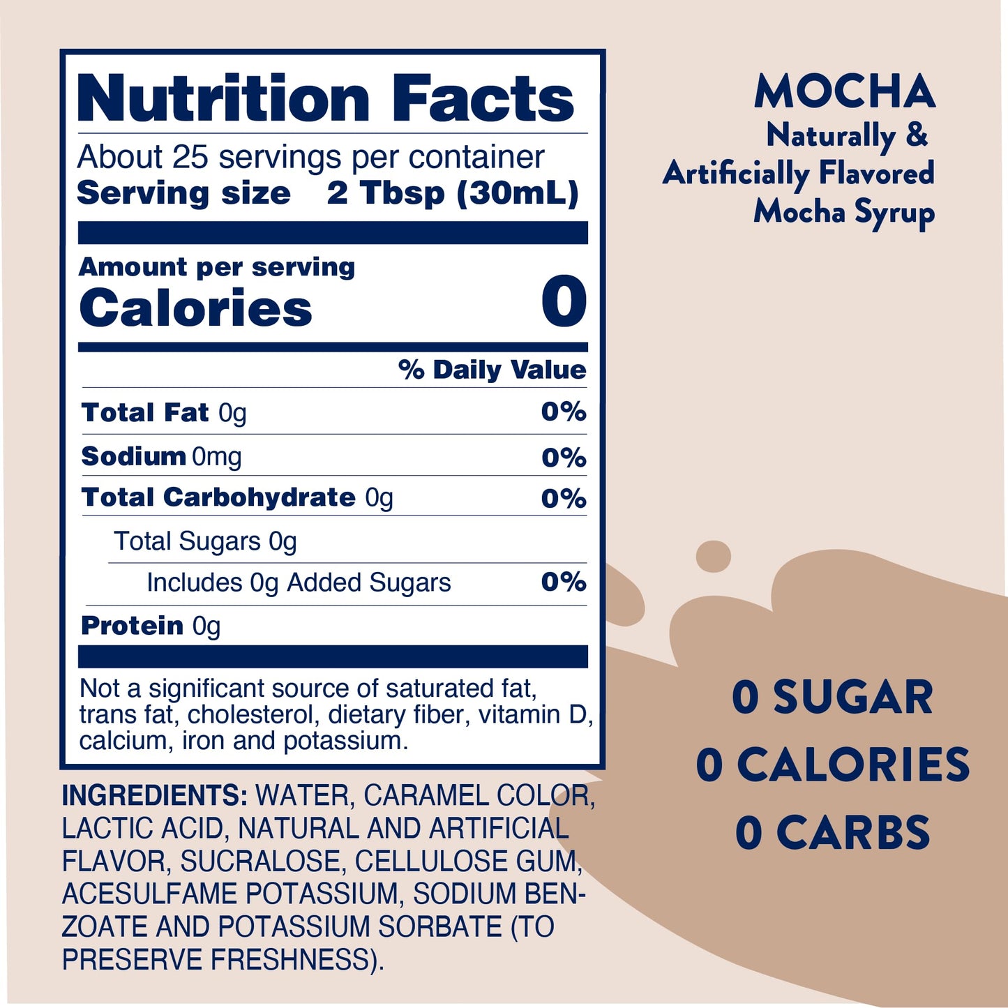 Jordan's Skinny Syrups Sugar Free Coffee Syrup, Mocha Flavor Drink Mix, 25.4 Fl Oz