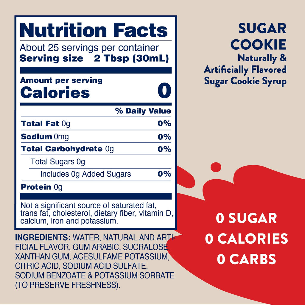 Jordan's Skinny Syrups Sugar Free Coffee Syrup, Sugar Cookie 25.4 Fl Oz