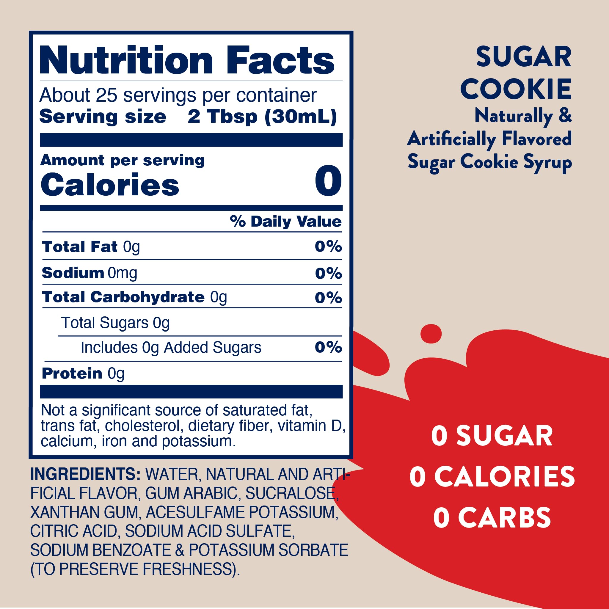 Jordan's Skinny Syrups Sugar Free Coffee Syrup, Sugar Cookie 25.4 Fl Oz