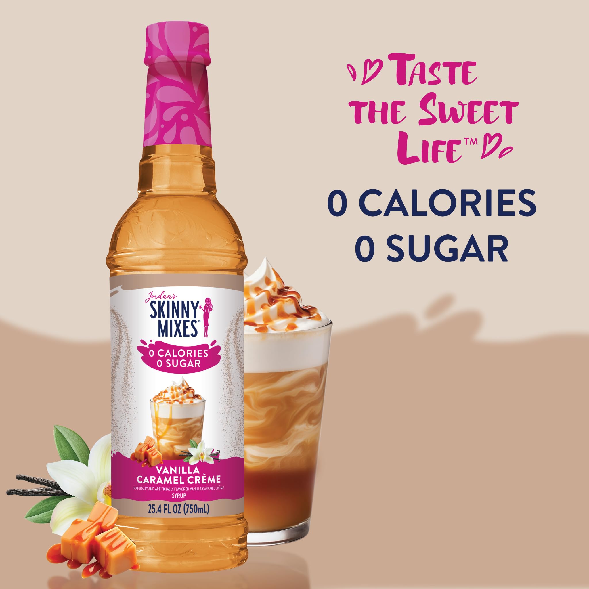 Jordan's Skinny Syrups Sugar Free Coffee Syrup, Vanilla Caramel Creme,25.4 Fl Oz