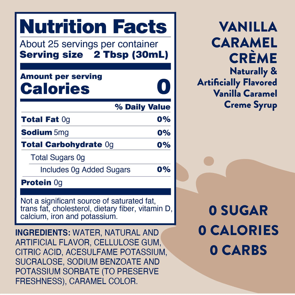 Jordan's Skinny Syrups Sugar Free Coffee Syrup, Vanilla Caramel Creme,25.4 Fl Oz