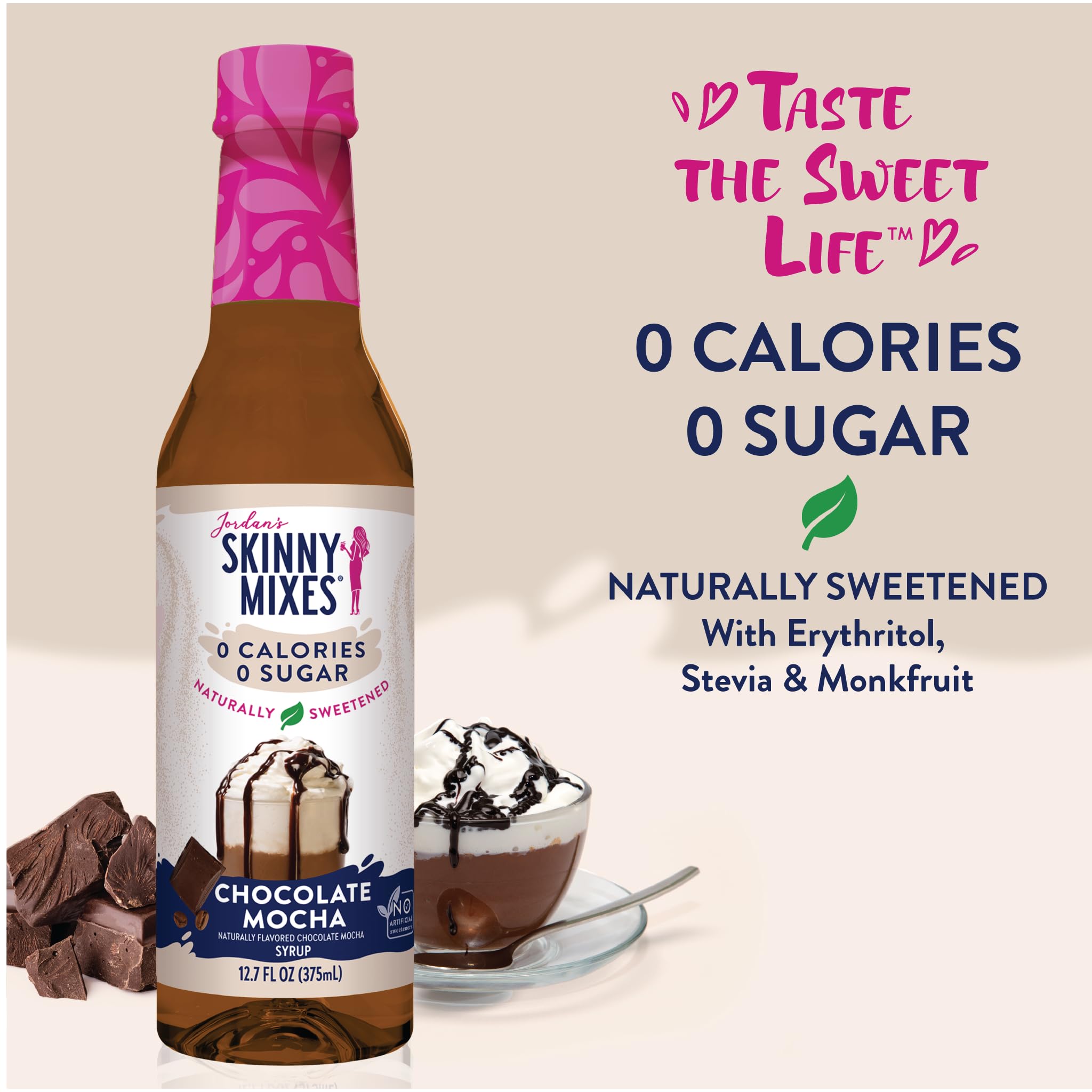 Jordan's Skinny Syrups Sugar Free Syrup, Chocolate Mocha Syrup, 12.6 oz