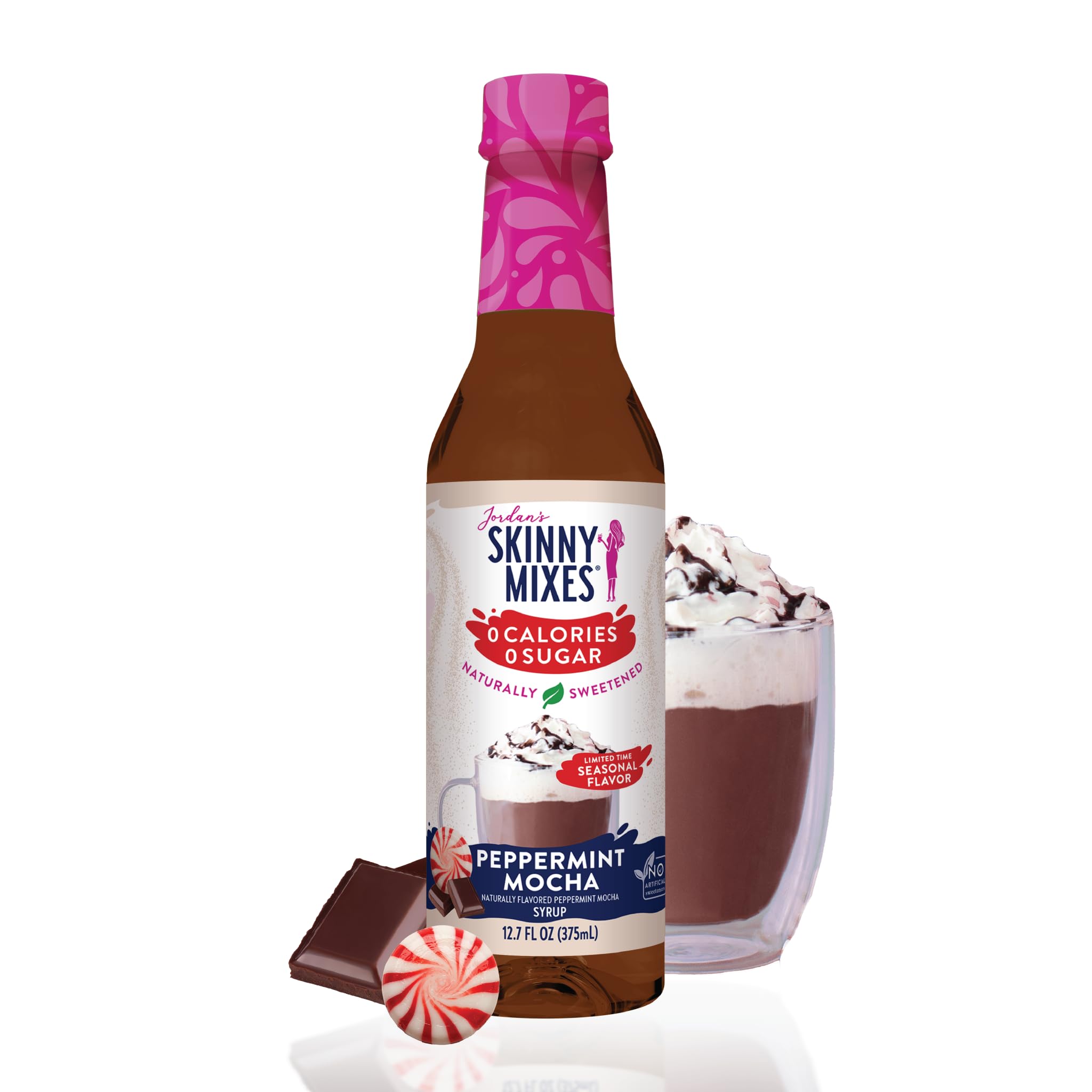 Jordan's Skinny Syrups Sugar Free Syrup, Peppermint Mocha Syrup, 12.6 oz