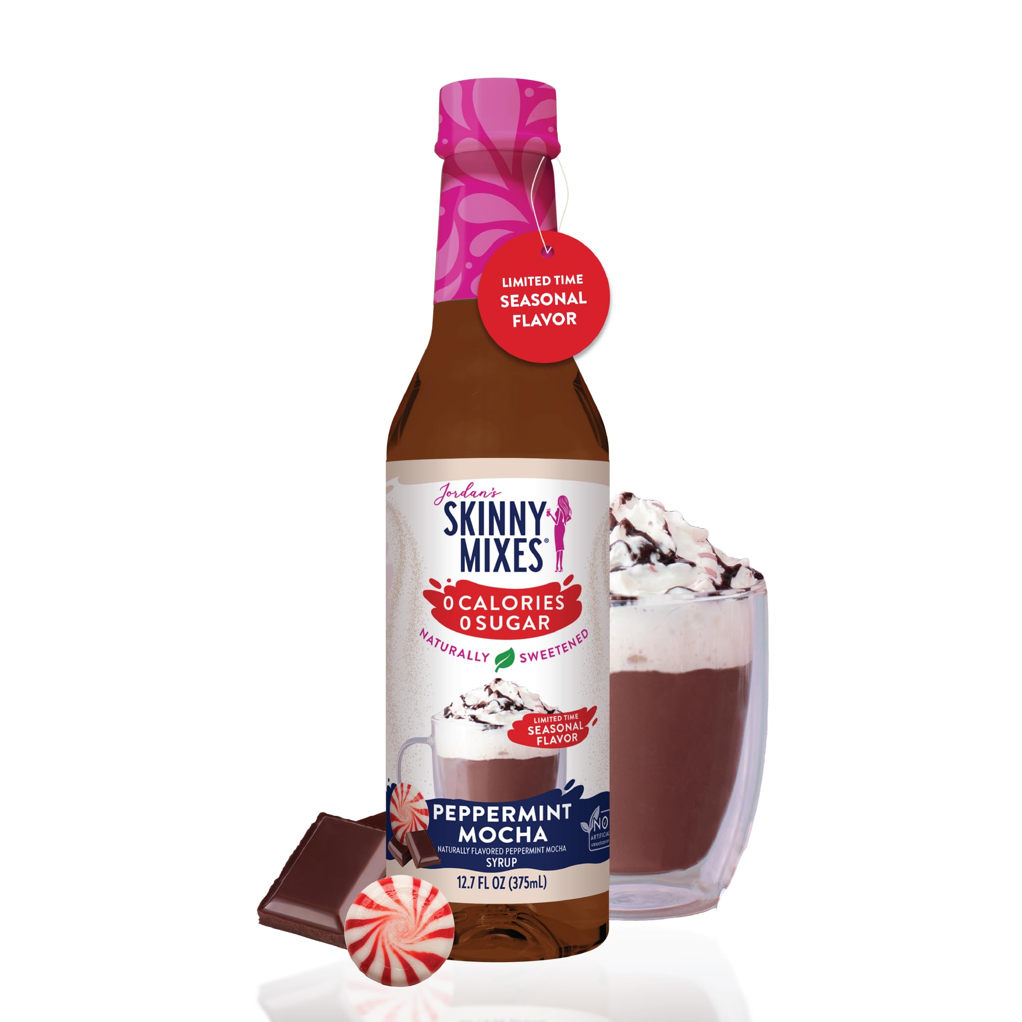 Jordan's Skinny Syrups Sugar Free Syrup, Peppermint Mocha Syrup, 12.6 oz