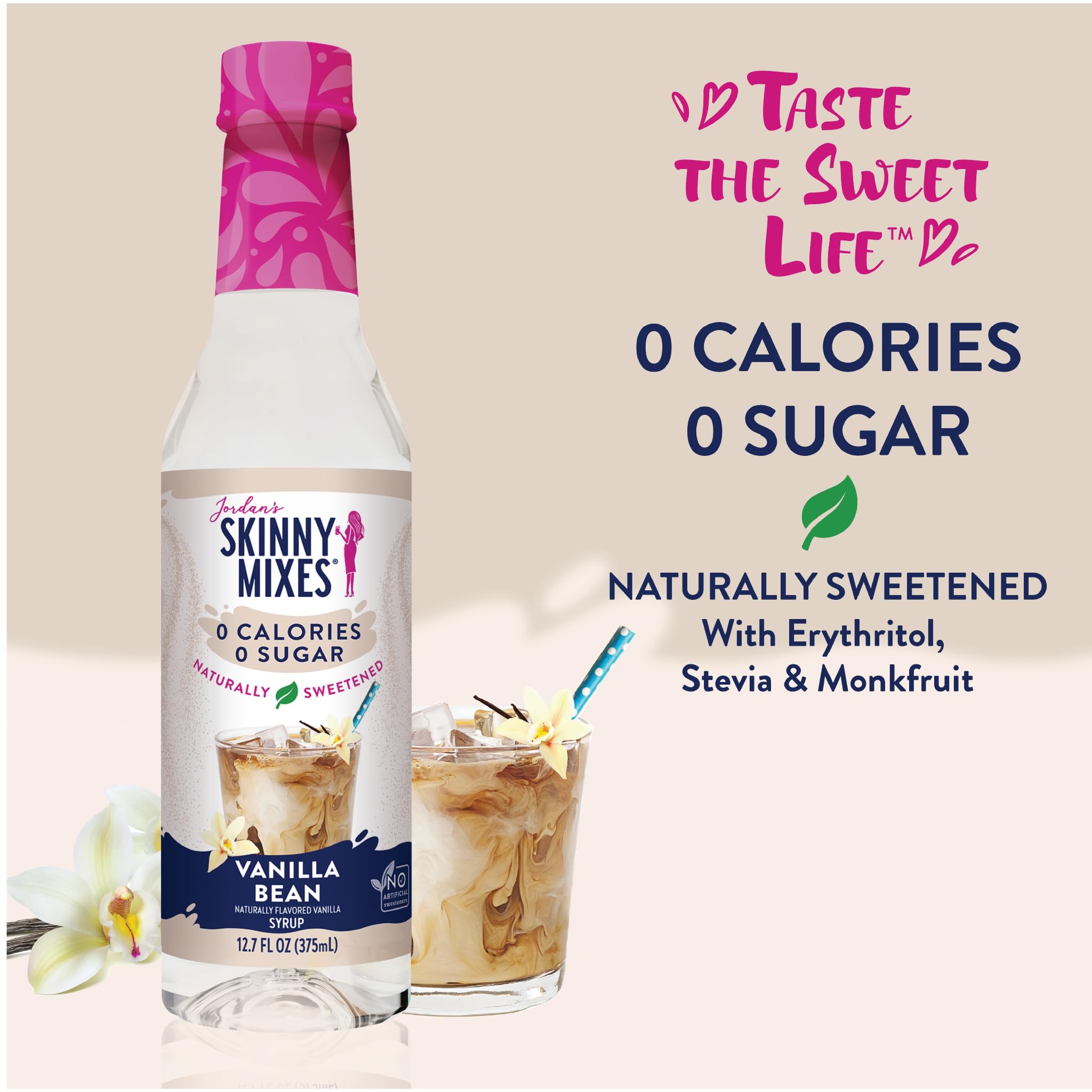Jordan's Skinny Syrups Sugar Free Syrup, Vanilla Bean Syrup, 12.6 oz