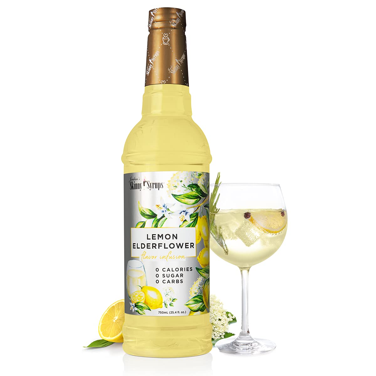 Jordan's Sugar-Free Flavored Skinny Syrup, (Lemon Elderflower) 25.4fl oz