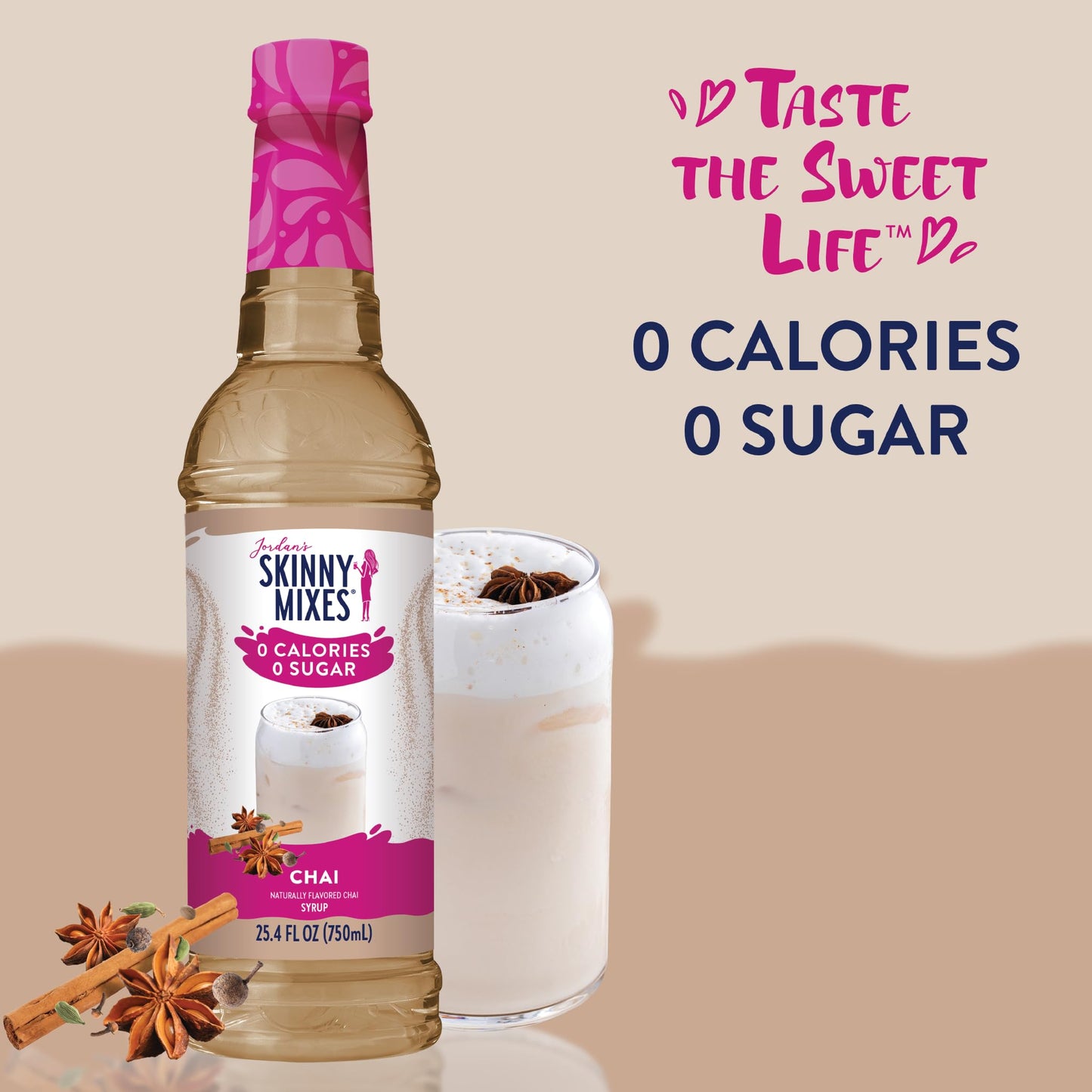Jordan's Sugar Free Chai Syrup - 25.4oz, Gluten Free, Keto, For Coffee, Latte, Shakes