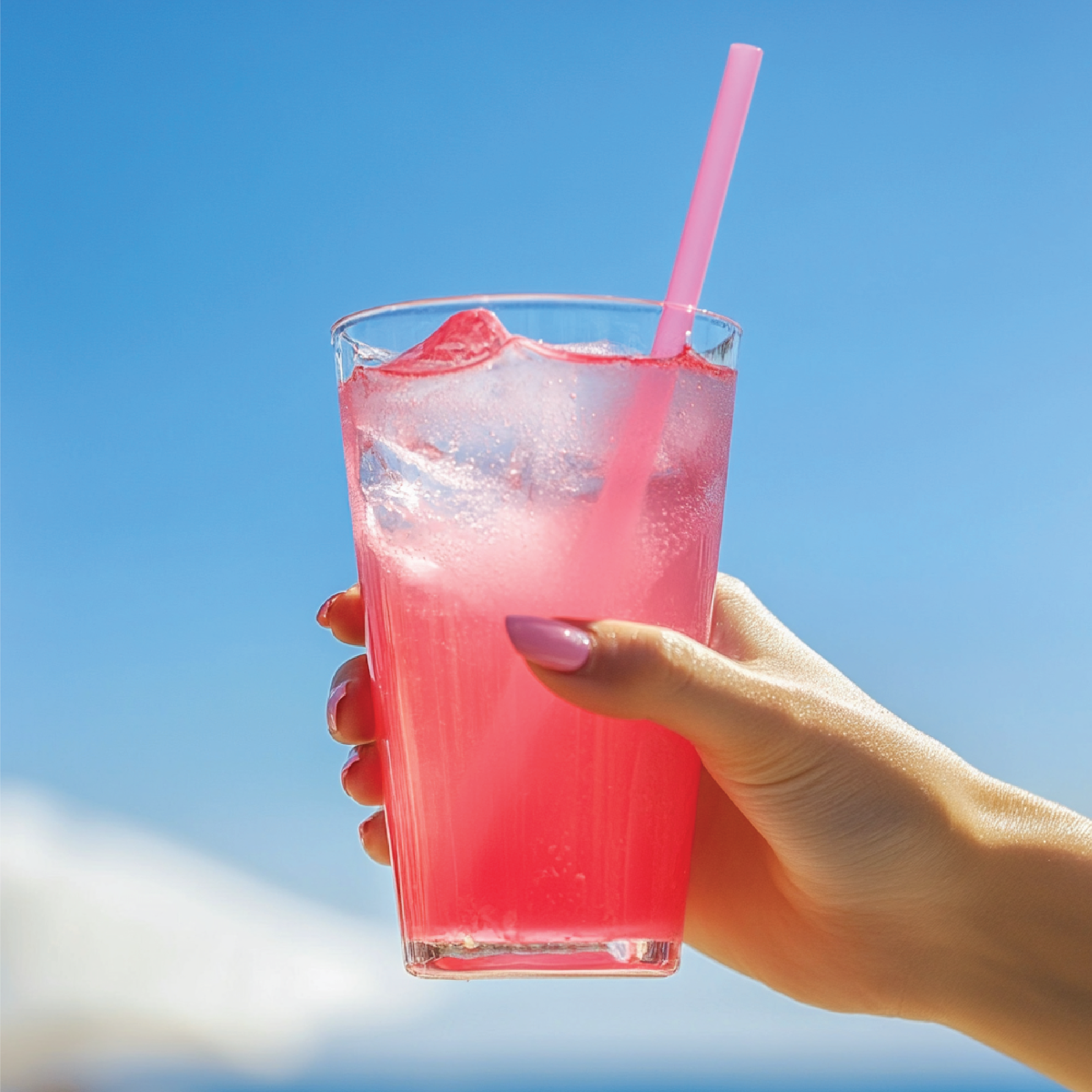 Watermelon Lemonade glass with ice