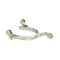 narrow band silver men's spur with brass rowel