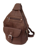 Brown leather backpack