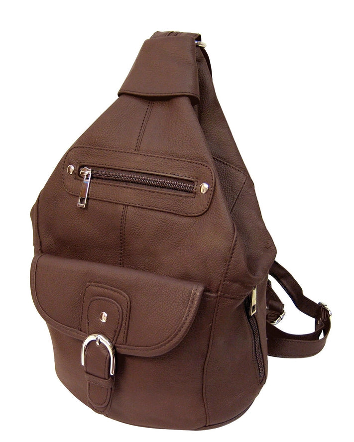 Brown leather backpack