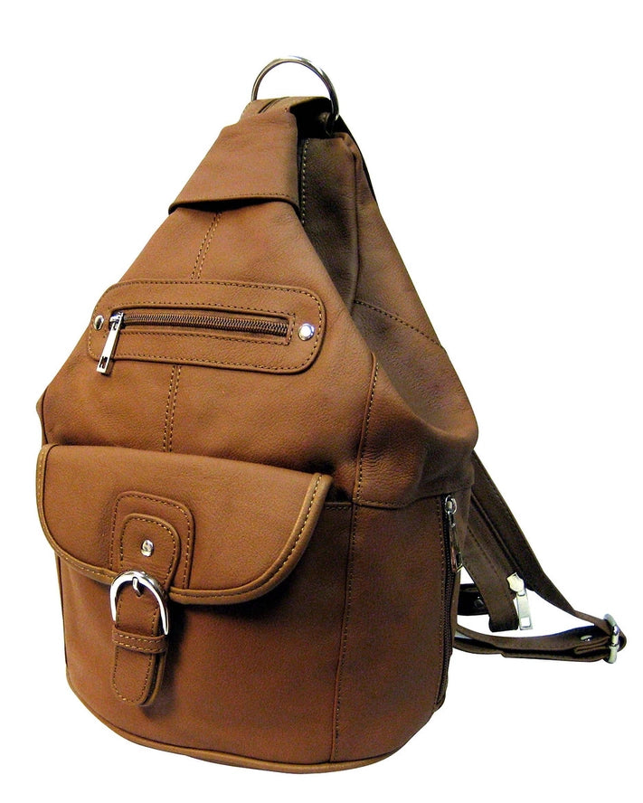 Light brown leather backpack