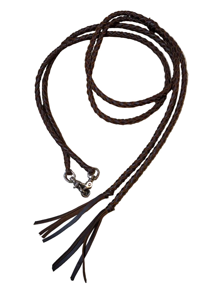 Leather Braided Split Reins with snaps