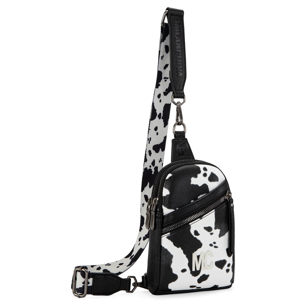 Montana West Milan Chiva Black Cow Print Sling Bag – Style MC-3354BK