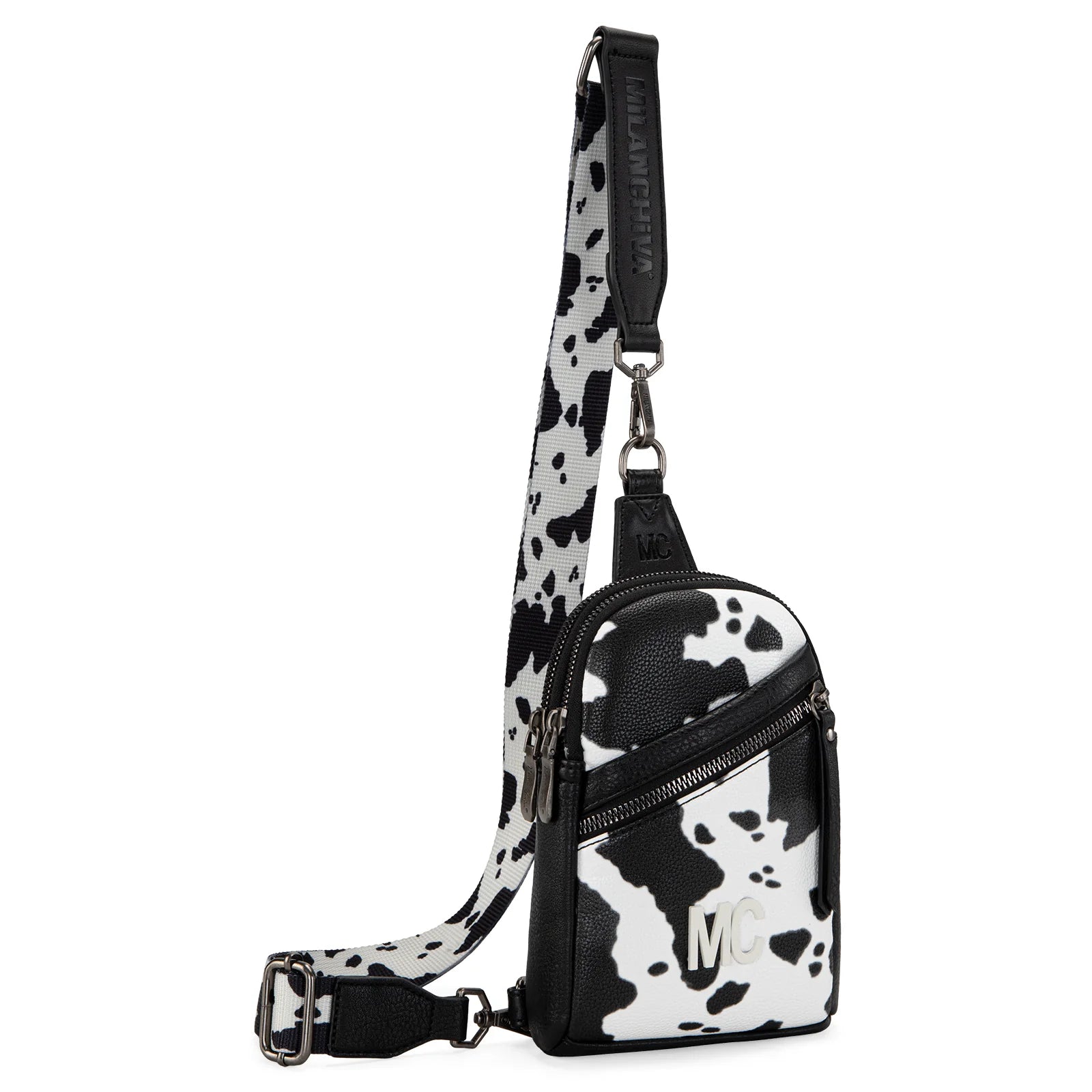Montana West Milan Chiva Black Cow Print Sling Bag – Style MC-3354BK