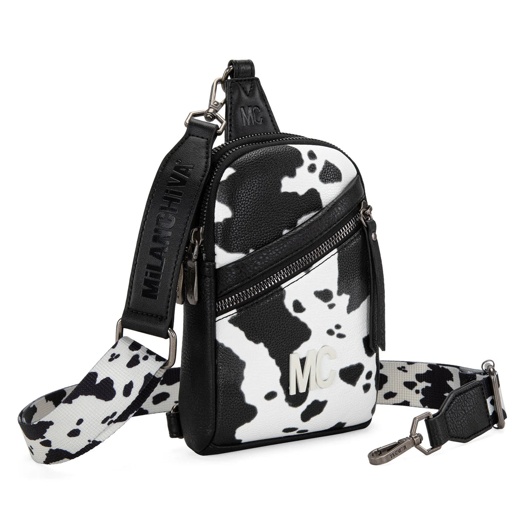 Montana West Milan Chiva Black Cow Print Sling Bag – Style MC-3354BK