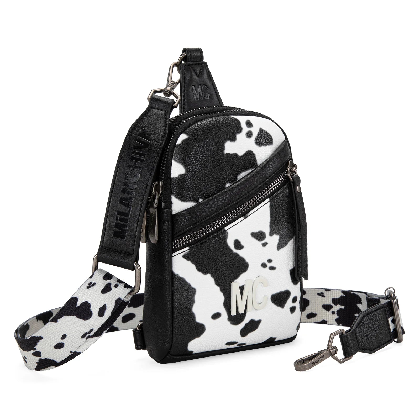 Montana West Milan Chiva Black Cow Print Sling Bag – Style MC-3354BK