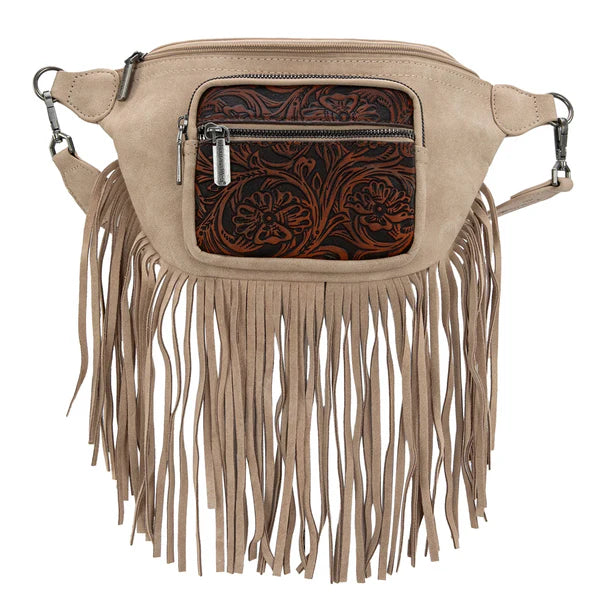 Montana West fringe fanny pack available in three colors, crossbody or waist wear western style bag.