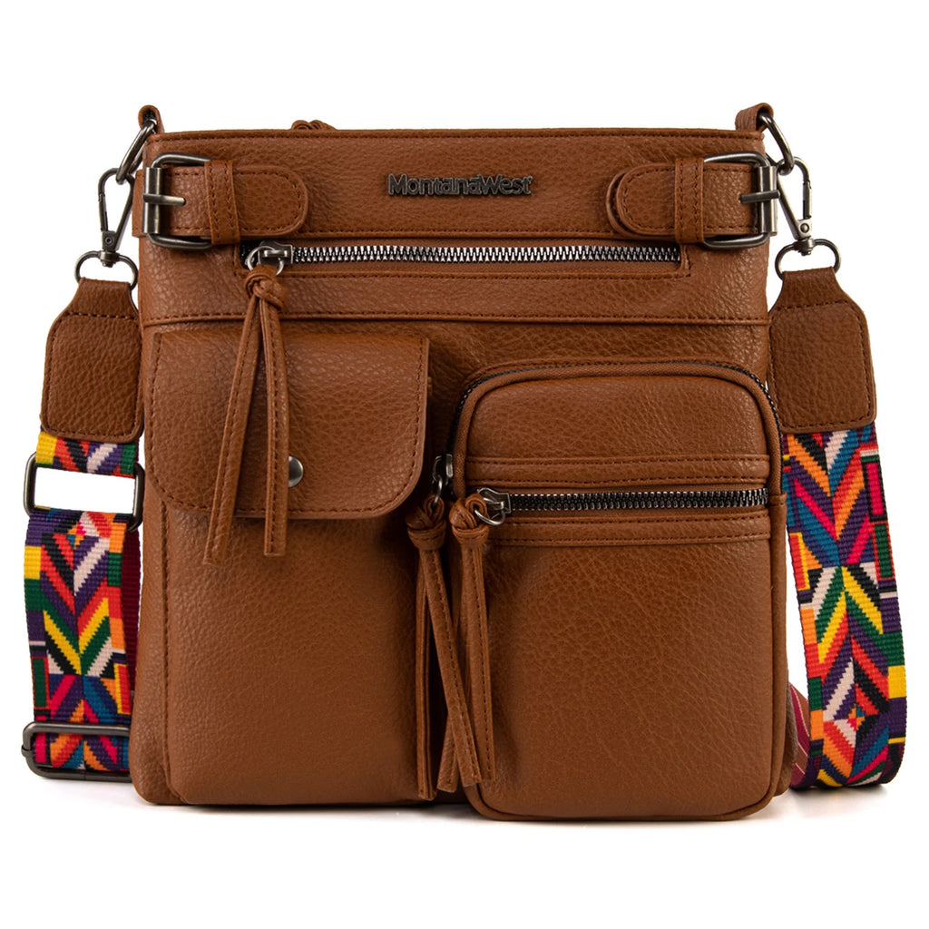 Montana West Multi Pockets Crossbody Bag - Brown
