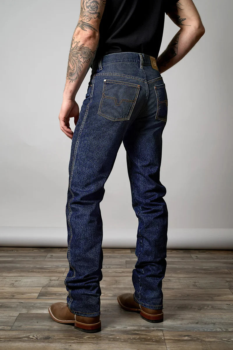 Back view of Man wearing Mens Kimes Ranch Zac Top-Dark-Wash-Jeans