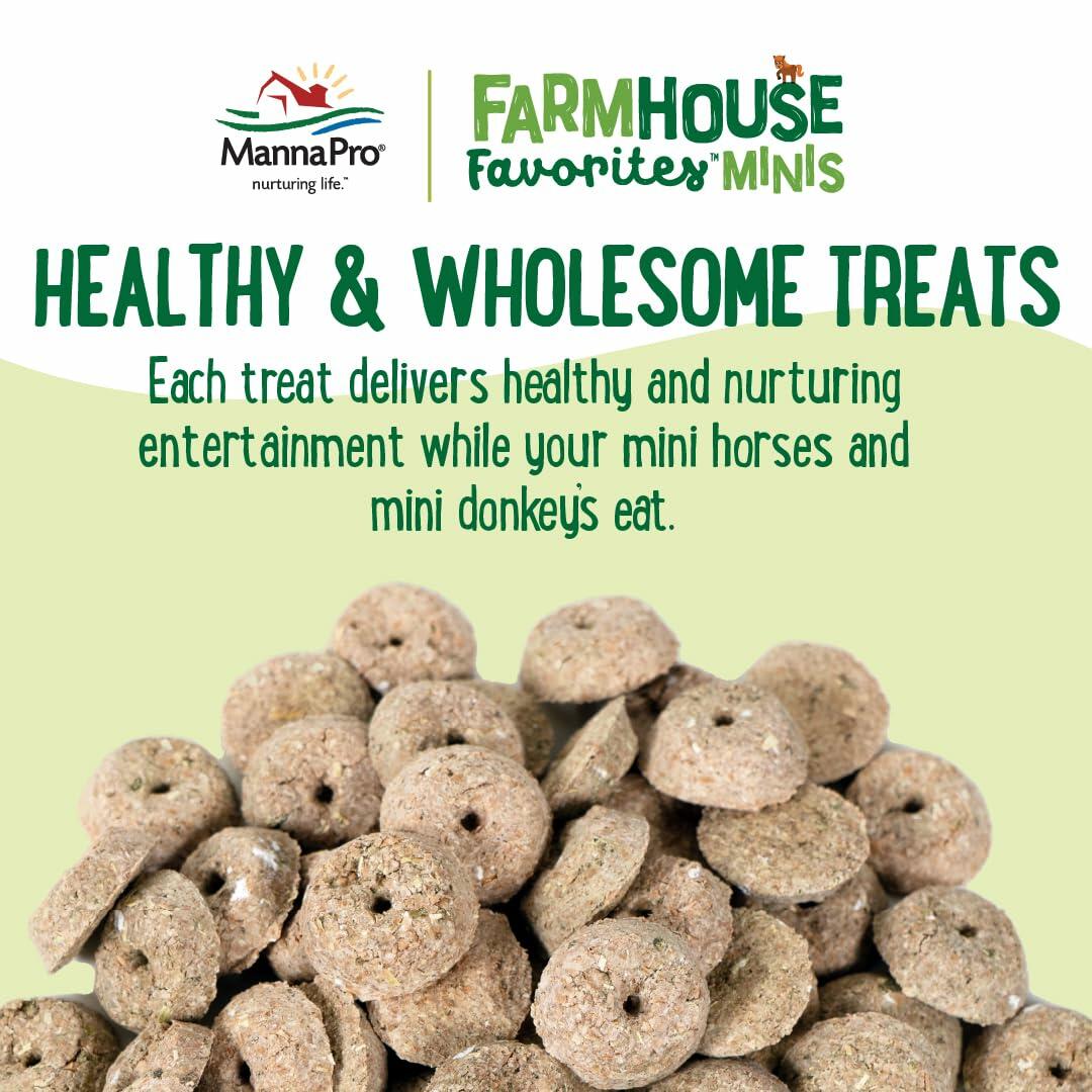 All-natural mini horse and mini donkey treats from Manna Pro – apple-flavored and bite-sized